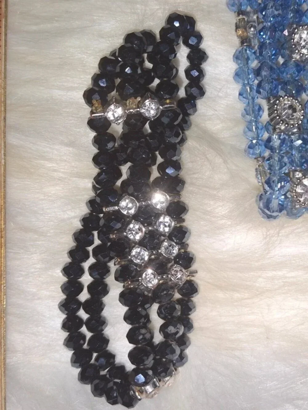 Black crystal rhinestone stretch bracelet formal multirow rhinestone detail